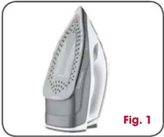 Illustration of a steam iron with label 'Fig. 1' (no other text or symbols)