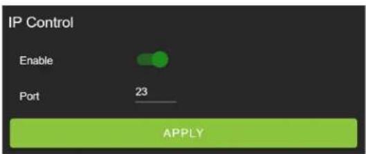 IP Control Enable Port 23 APPLY
