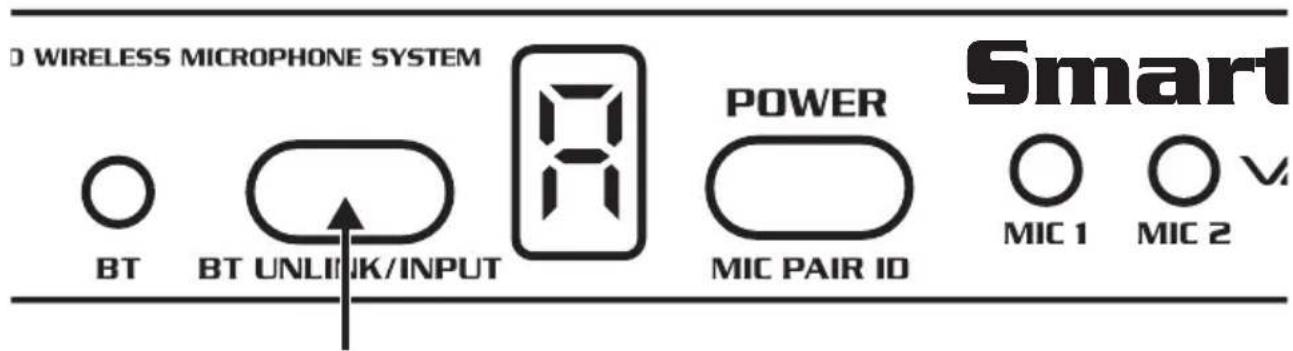 D WIRELESS MICROPHONE SYSTEM BT BT UNLINK/INPUT POWER MIC PAIR ID Smart MIC 1 MIC 2