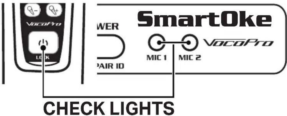VocoPro LED WER 3AIR ID SmartOke VocoPro MIC 1 MIC 2 CHECK LIGHTS