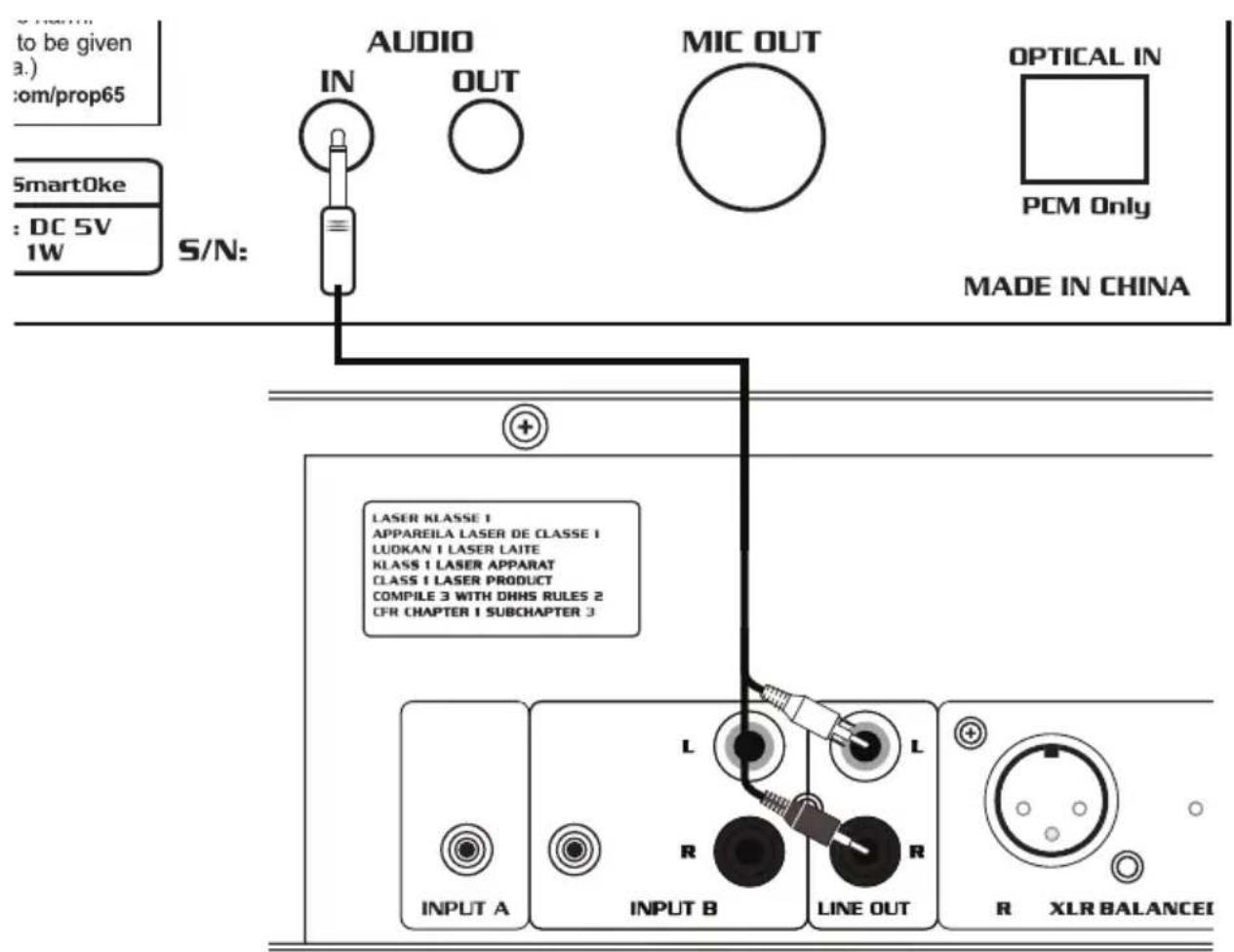 to be given a.) com/prop65 SmartOke : DC 5V 1W S/N: AUDIO IN OUT MIC OUT OPTICAL IN PCM Only MADE IN CHINA Laser KLASSE 1 APPAREILA LASER DE CLASSE 1 LUOKAN 1 LASER LAITE Klass 1 LASER APPARAT CLASS 1 LASER PRODUCT COMPILE 3 WITH DHNS RULES 2 CFR CHAPTER 1 SUBCHAPTER 3 INPUT A L R LINE OUT XLR BALANCEI