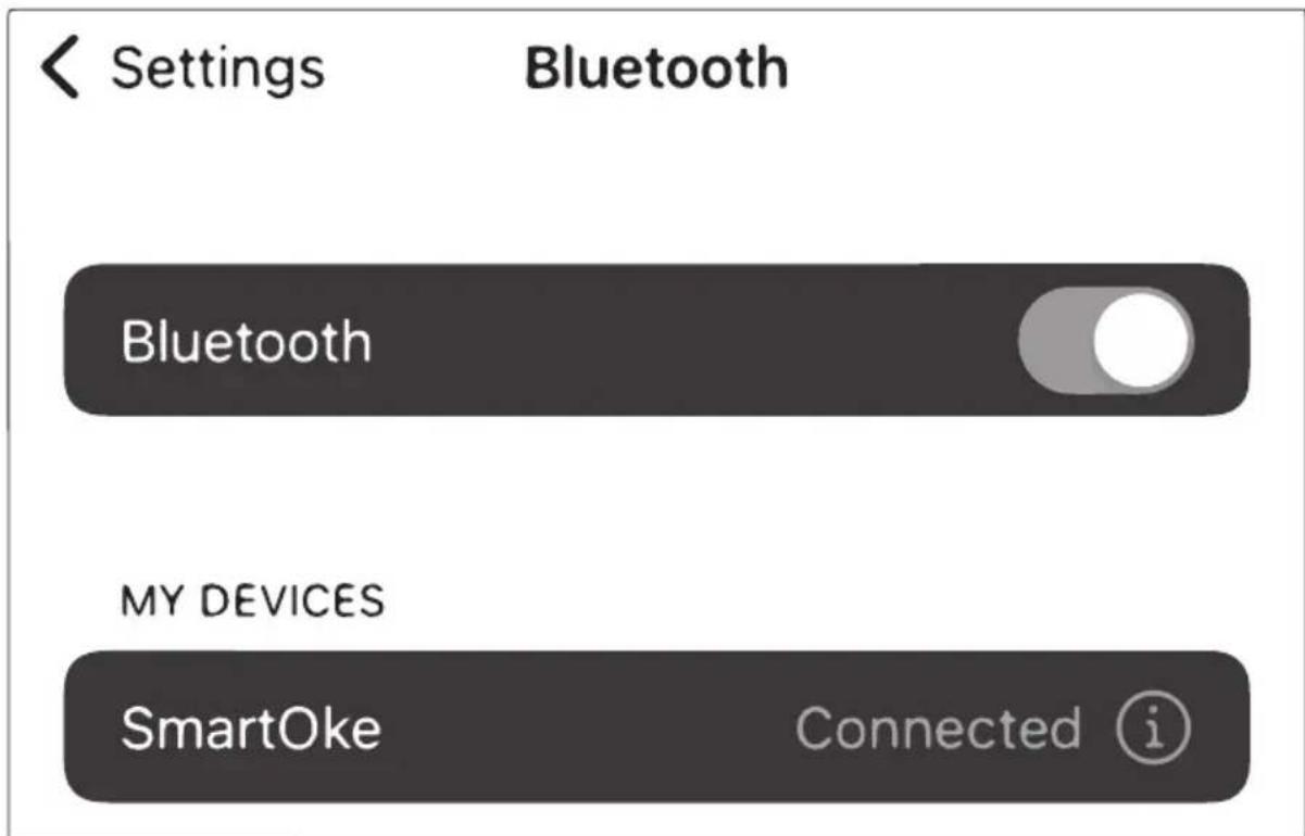 Settings Bluetooth Bluetooth MY DEVICES SmartOke Connected i