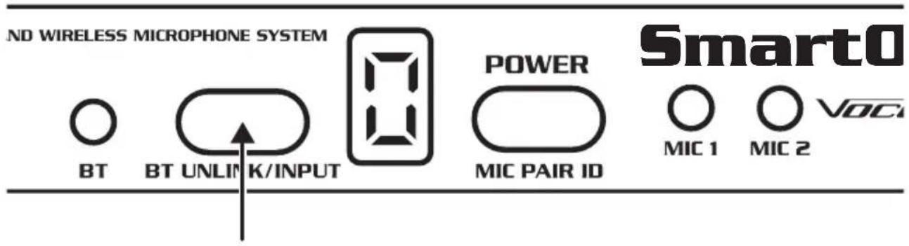 ND WIRELESS MICROPHONE SYSTEM BT BT UNLINK/INPUT POWER MIC PAIR ID Smart0 MIC 1 MIC 2