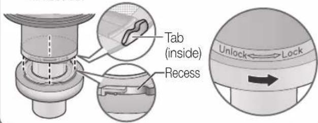 Tab (inside) Recess Unlock ← Lock