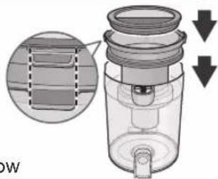 Diagram illustrating a mechanical or fluidic device with labeled components and directional arrows indicating flow or movement.