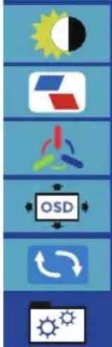 Vertical toolbar with icons including sun, building, rocket, OSD, refresh, and weather symbols