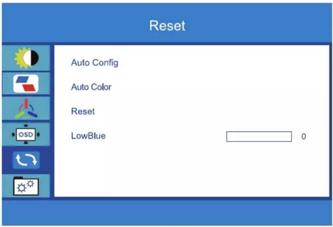 Reset Auto Config Auto Color Reset LowBlue 0