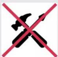 Prohibition sign with crossed hammer and screwdriver crossed, indicating no use or resistance to work.