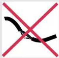Prohibition sign with red X and black curved lines, indicating no change or restriction