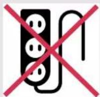 Prohibition sign with three electrical plug symbols crossed out by a red 'X' symbol