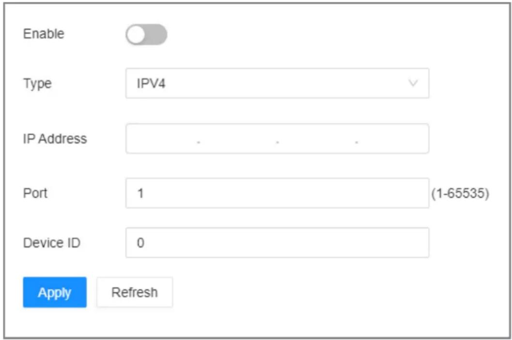 Enable Type IPV4 IP Address . . . . Port 1 (1-65535) Device ID 0 Apply Refresh