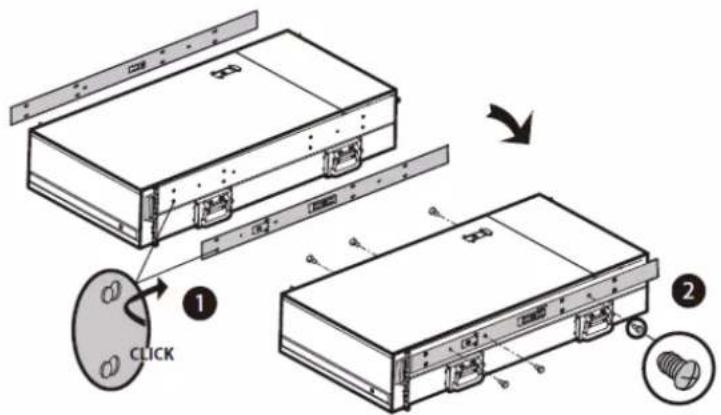 Technical diagram showing assembly steps of a device with labeled components and directional arrows indicating process flow.