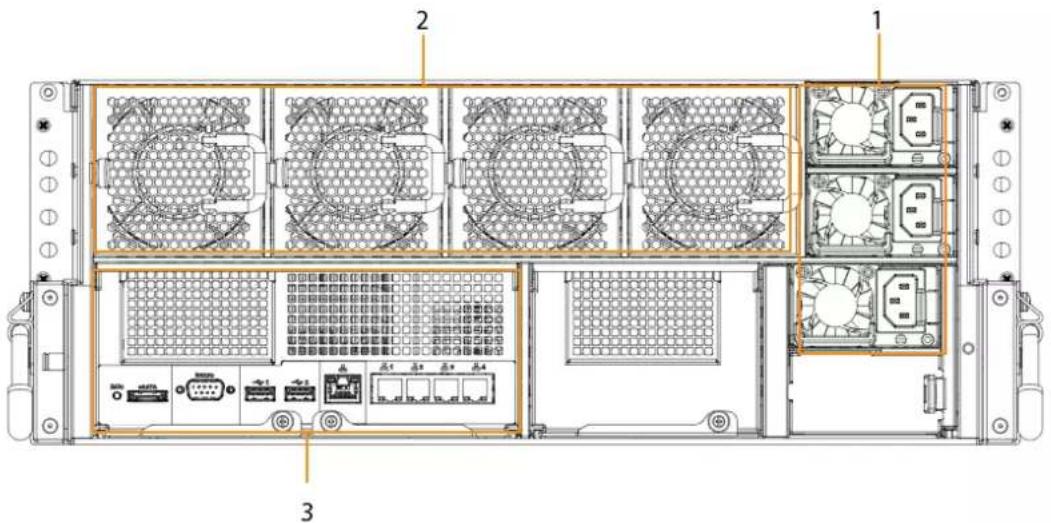 Technical diagram of an internal server rack with labeled components and ventilation slots