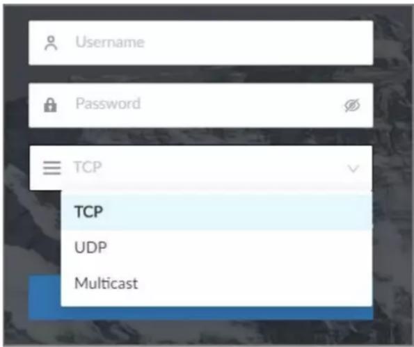 Username Password TCP TCP UDP Multicast