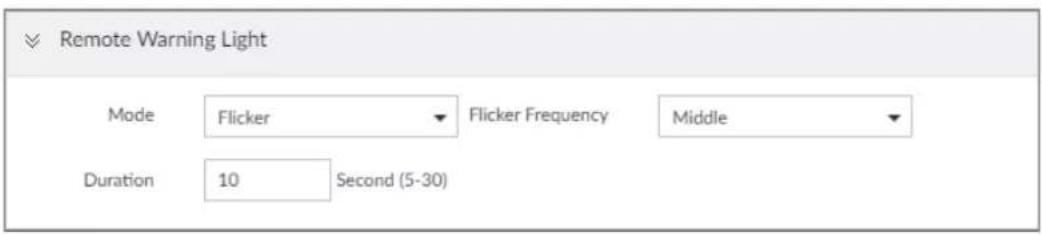 Remote Warning Light Mode Flicker Flicker Frequency Middle Duration 10 Second (5-30)