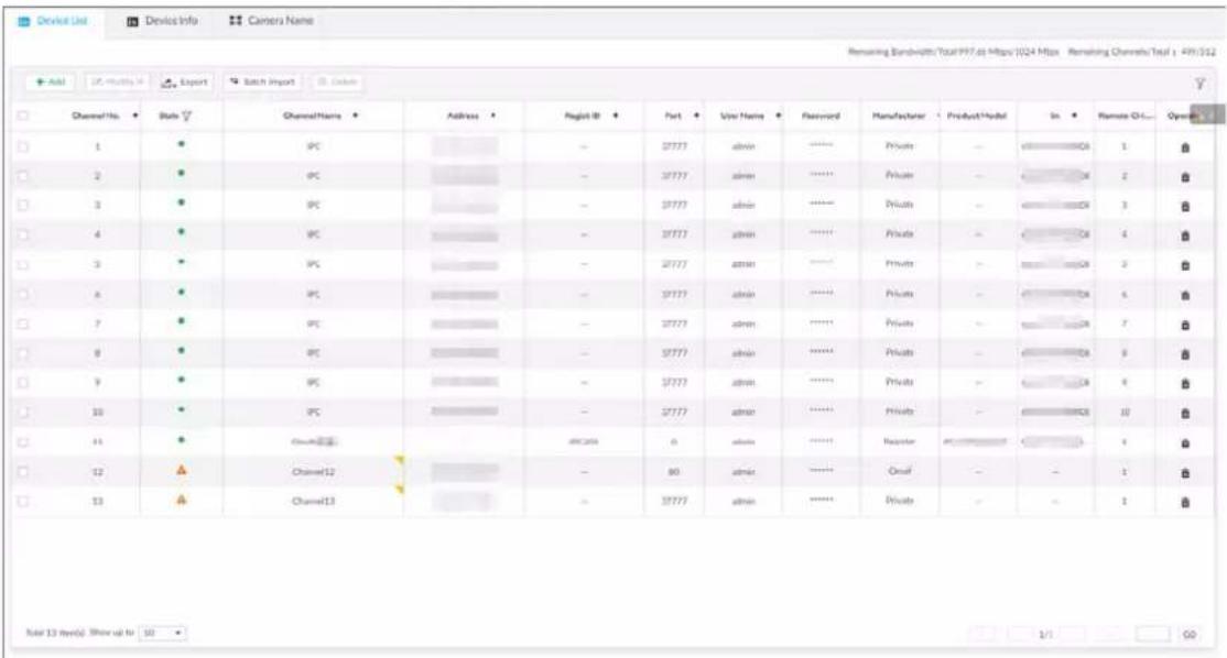 Device List Device Info Camera Name Removing Bandwidth/Total:997.61 Mbps 1024 Mbps Remaining Channels/Total : 497.512 Add USB https:// Export Batch Import Color Channel/No. State ChannelName Address Region ID Port View Name Password Manufacturer Product/Model In Remote Off... Operator 1 2 3 4 5 6 7 8 9 10 11 12 13 IPC IPC IPC IPC IPC IPC IPC IPC IPC IPC IPC IPC IPC IPC IPC IPC IPC IPC IPC IPC IPC IPC IPC IPC IPC IPC IPC IPC IPC IPC IPC IPC IPC IPC IPC IPC IPC IPC IPC IPC IPC IPC IPC IPC IPC IPC IPC IPC IPC IPC IPC IPC IPC IPC IPC IPC IPC IPC IPC IPC IPC IPC IPC IPC IPC IPC IPC IPC IPC IPC IPC IPC IPC IPC IPC IPC IPC IPC IPC IPC IPC IPC IPC IPC IPC IPC IPC IPC IPC IPC IPC IPC IPC IPC IPC IPC IPC IPC IPC IPC