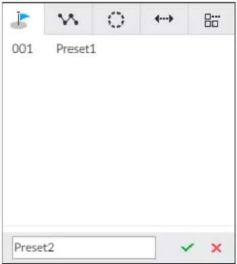 001 Preset1 Preset2 ✓ ✗