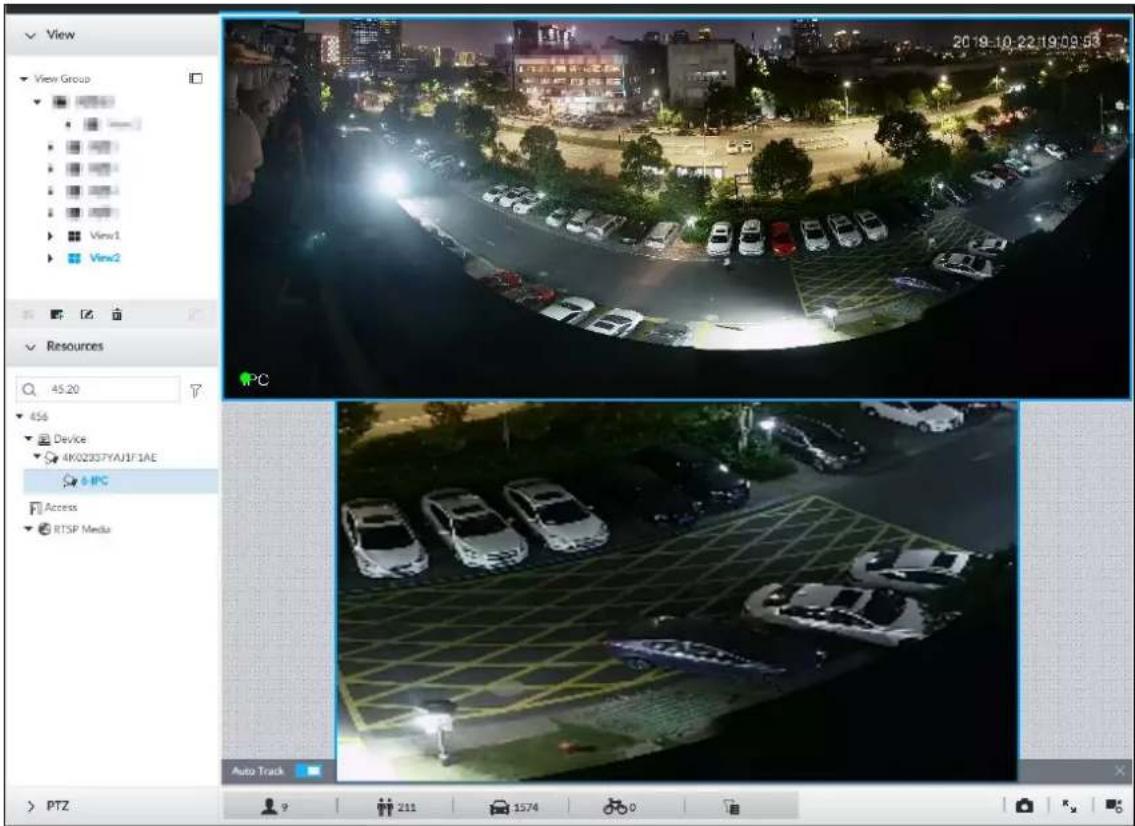 View View Group View1 View2 Resources 45.20 456 Device 4K02337YAJ1F1AE IPC Access RTSP Media Auto Track PTZ 211 1574 0