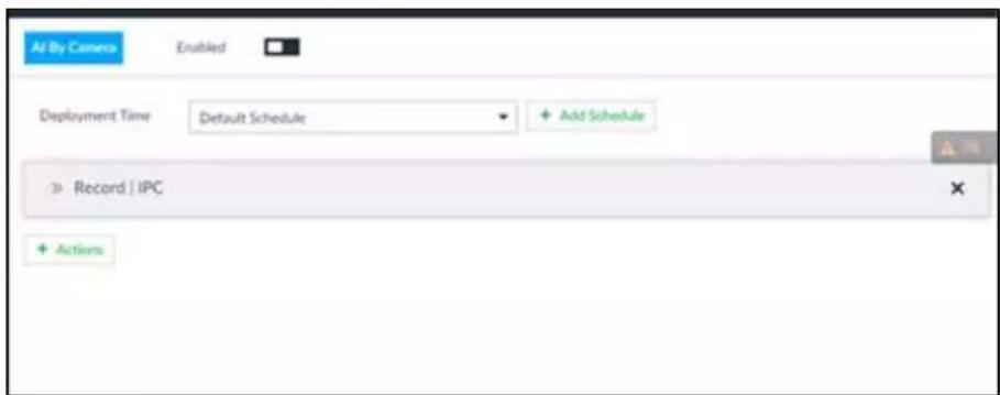 AI By Camera Enabled Deployment Time Default Schedule + Add Schedule Record | IPC + Actions