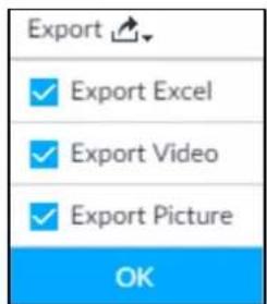 Export ✓ Export Excel ✓ Export Video ✓ Export Picture OK