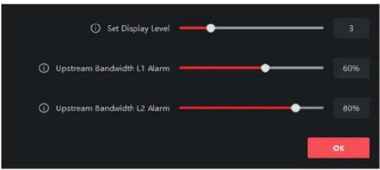 Set Display Level 3 Upstream Bandwidth L1 Alarm 60% Upstream Bandwidth L2 Alarm 80% OK