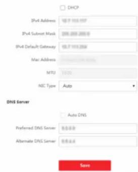 DHCP IPv4 Address 102.7.115.1157 IPv4 Subnet Mask 209.209.209.10 IPv4 Default Gateway 103.7.115.1158 Mac Address MTU 100% NIC Type Auto DNS Server Auto DNS Preferred DNS Server 6666666 Alternate DNS Server 6666666 Save