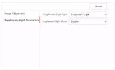 Image Adjustment Supplement Light Parameters Supplement Light Type Supplement Light Supplement Light Mode Disable
