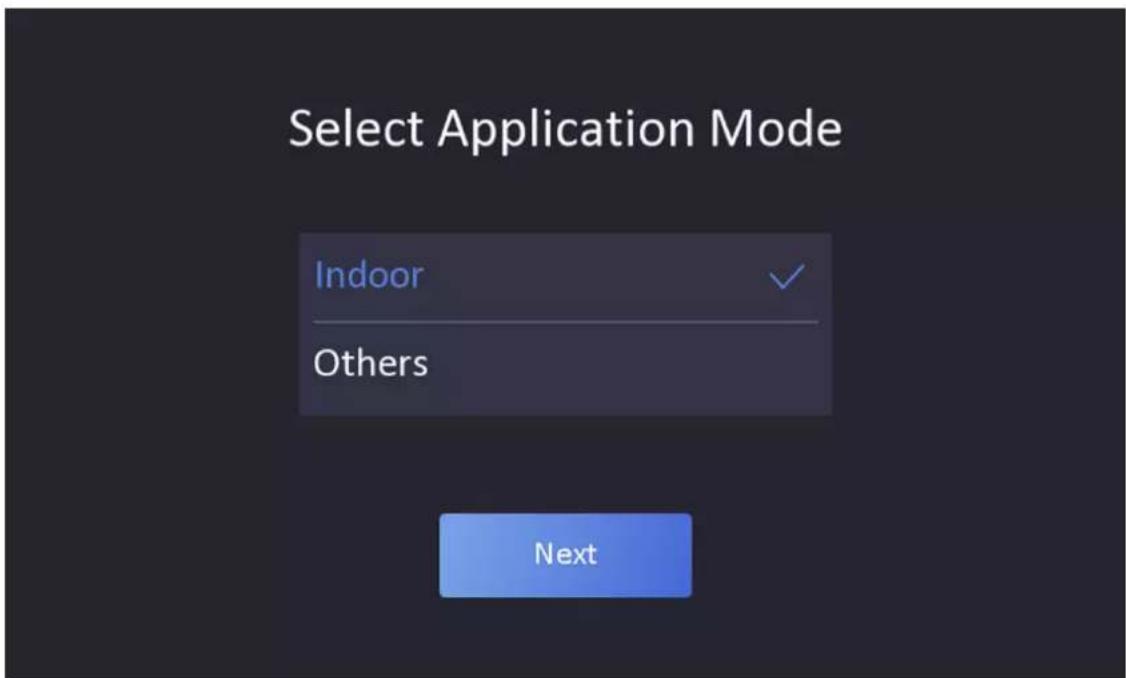 Select Application Mode Indoor Others Next