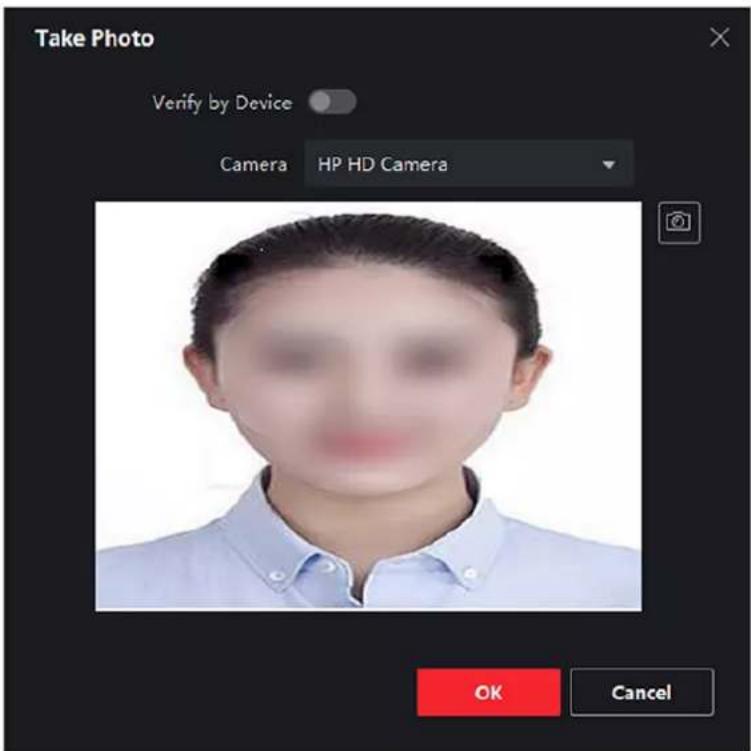Take Photo Verify by Device Camera HP HD Camera OK Cancel