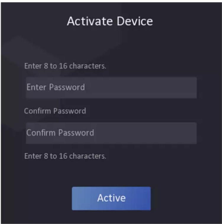 Activate Device Enter 8 to 16 characters. Enter Password Confirm Password Confirm Password Enter 8 to 16 characters. Active