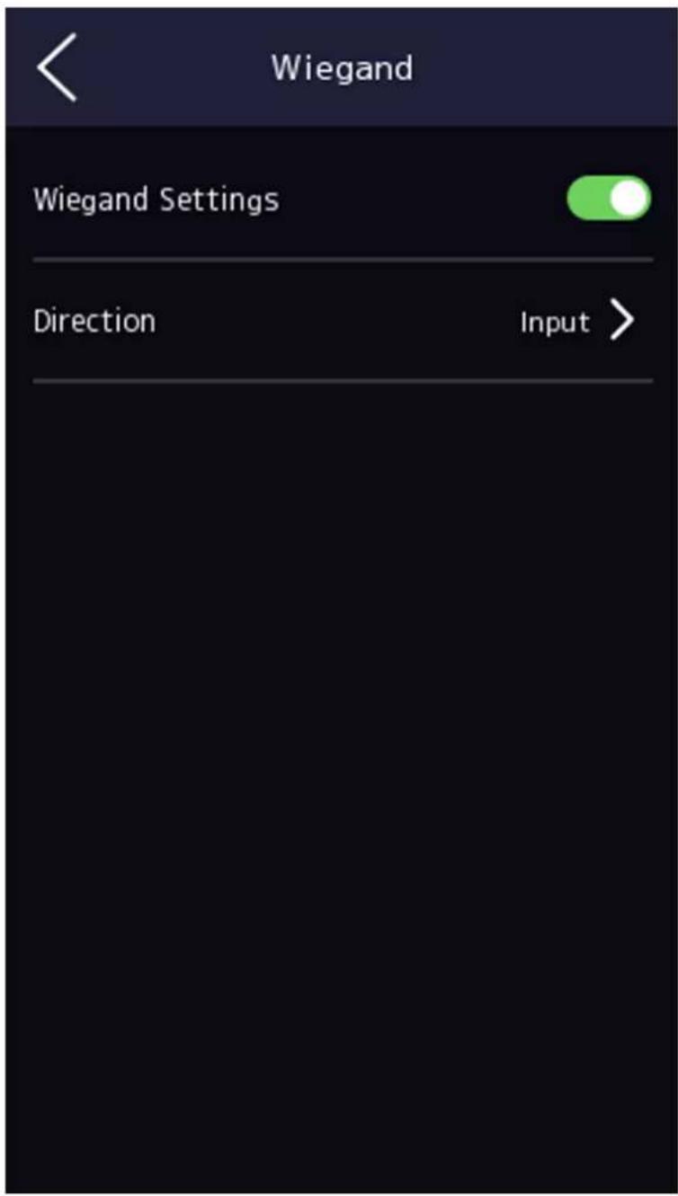 Wiegand Wiegand Settings Direction Input >