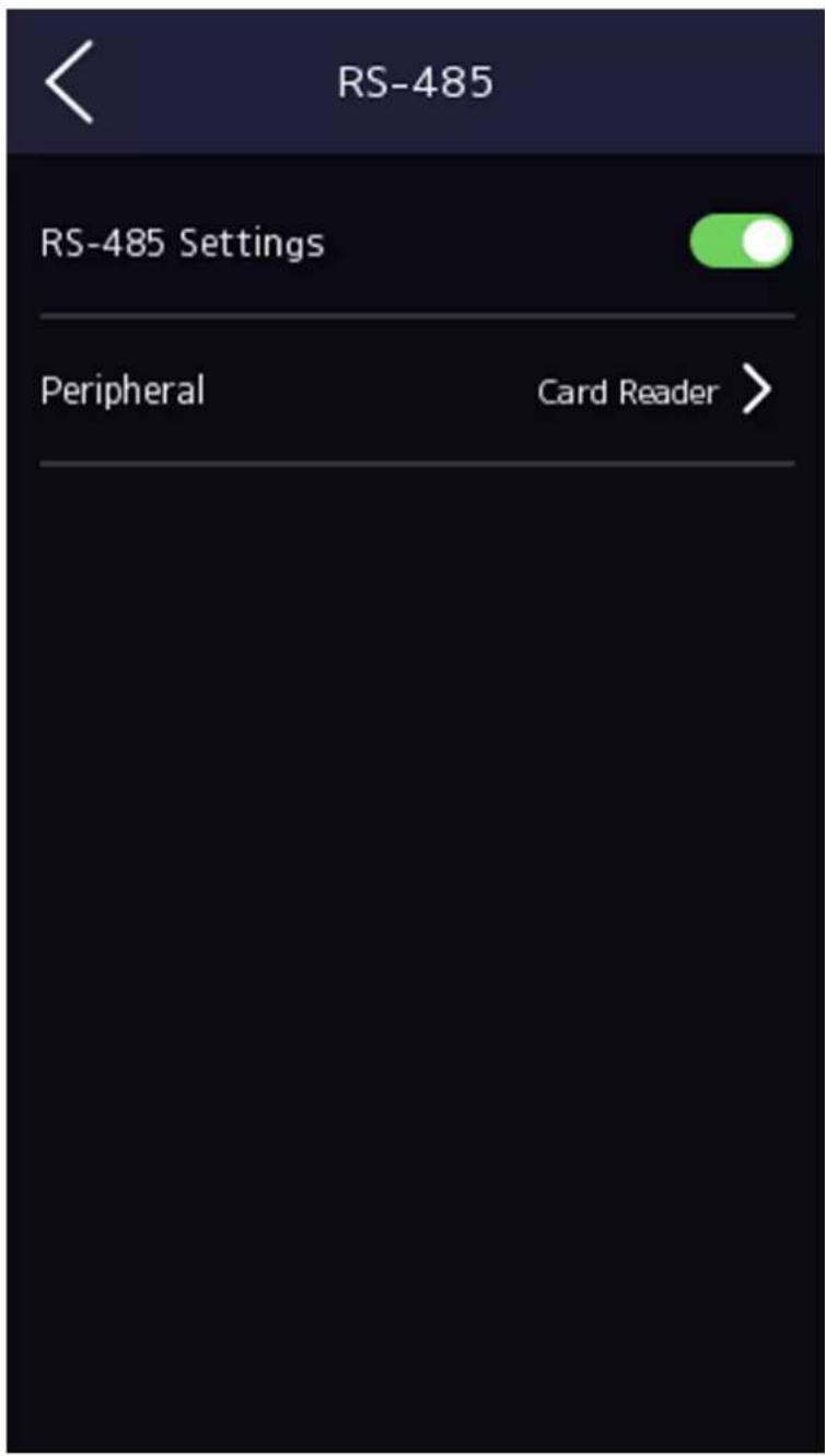 RS-485 RS-485 Settings Peripheral Card Reader >