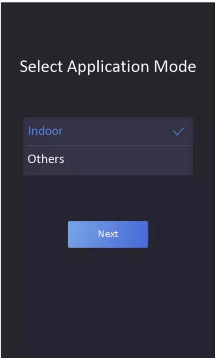 Select Application Mode Indoor Others Next