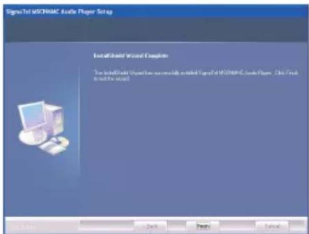 SignaTel MSCIAMC Axlele Player Setup InstallShield Wizard Complete The installed software has successfully installed Signal Tel MSCIAMC Axlele Player - This Script is set to the version.