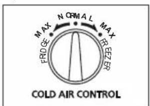 MAX N O R M A L MAX FRIDGE FREEZER COLD AIR CONTROL