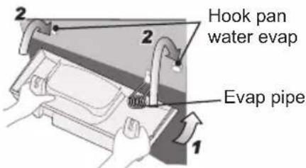 Hook pan water evap Evap pipe