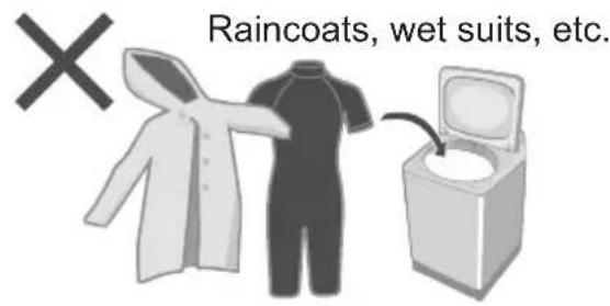 Raincoats, wet suits, etc.