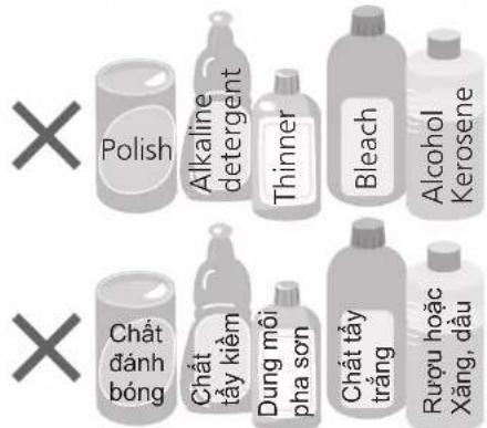Polish Alkaline detergent Thinner Bleach Alcohol Kerosene Chất đánh bóng Chất tẩy kiểm Dung môi pha sơn Chất tẩy trắng Rượu hoặc Xăng, dầu
