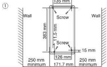 ① Wall Screw 383 mm 11.5 mm Screw 15 mm 250 mm minimum 126 mm 171.7 mm 250 mm minimum