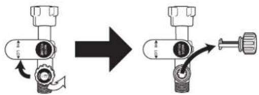 Diagram showing mechanical assembly steps with labeled components and directional arrows indicating motion