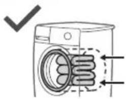 Diagram of a washing machine with labeled parts and checkmark indicating inspection or status