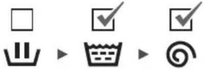 Icon set with checklist, checkmark, and swirl symbols indicating selection or action buttons