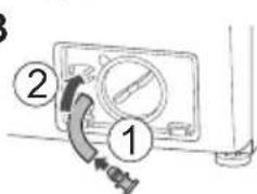 Diagram showing a device with labeled parts, including numbered annotations 1 and 2 pointing to components.