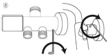 Technical diagram showing mechanical assembly with labeled components and directional arrows indicating motion or force