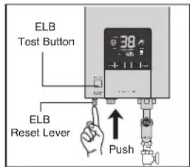 ELB Test Button 38 +11- ELB Reset Lever Push
