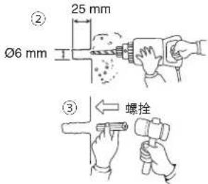 25 mm Ø6 mm ② ③ 螺栓