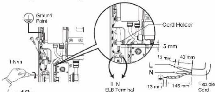 Ground Point 1 N·m 19 L N ELB Terminal Cord Holder 5 mm 13 mm 40 mm L N 13 mm 145 mm Flexible Cord
