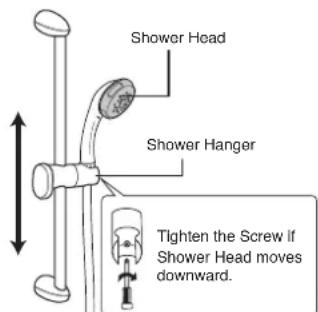 Shower Head Shower Hanger Tighten the Screw If Shower Head moves downward.