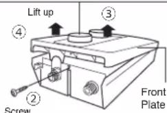 Lift up ④ ③ ② Screw Front Plate