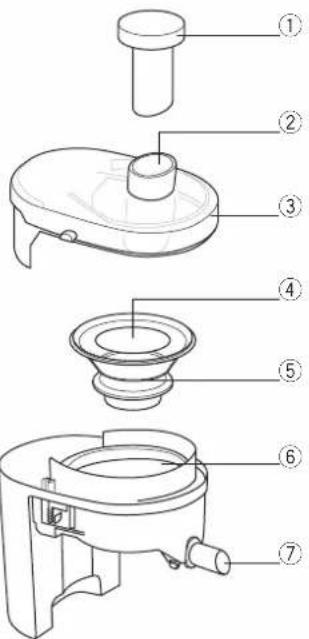 Technical diagram of a mechanical device with numbered parts for identification